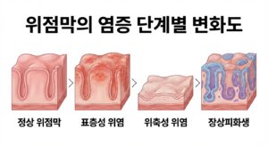 위점막의 염증 단계별 변화도