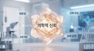 의학적 신뢰도와 AI 검색 최적화의 연결 구조 3D 비주얼