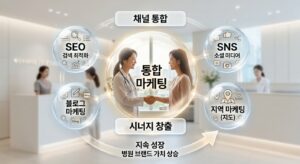 다양한 채널이 연결되어 병원 인지도를 높이는 통합 마케팅 구조