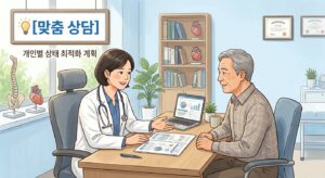 의사와 환자가 마주 앉아 치료 계획에 대해 상담하는 모습