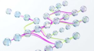 환자 신뢰 형성 과정을 시각화한 크리스탈 질감의 플로우차트
