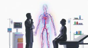 전문의와 환자의 상담 과정을 묘사한 3D 아트